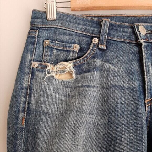 RAG & BONE \ Mid-Rise Skinny Destroyed Blue Jeans Sz 26 - Picture 6 of 16